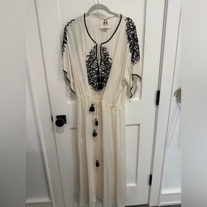 Figue Silk caftan with hand beading. XL